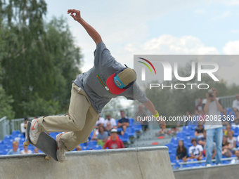 Kamil Karwowski during the final of Skateboarding competition of Carpatia Extreme Festival 2017, in Rzeszow.
On Sunday, July 16, 2017, in Rz...