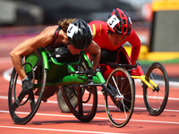 L-R Jessica Frotten of Canada and Hongzhuan Zhou of China  Women's 400M T53 Round 1 Heat 2 during IPC World Para Athletics Championships at...