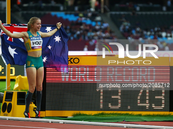 Isis Holt of Australia World Record in Women's 100m T35 Final during World Para Athletics Championships at London Stadium in London on July...