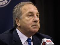 Washington Wizards President Ernie Grunfeld, participated in a press conference to celebrate Otto Porter's new contract extension, at the Ve...