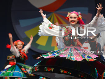 Members of 'Polanie' group from Detroit, USA, during their performance on the first day of the 17th edition of World Festival of Polish Dias...