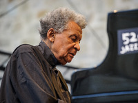 Performance of the South African pianist Abdullah Ibrahim together with Terence Blanchard (trumpet), Noah Jackson (bass, cello), Will Terril...