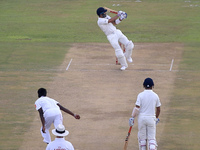 Indian cricket captain Virat Kohli edges the ball to get out off the bowling of Sri Lanka's Nuwan Pradeep during the 1st Day's play in the 1...