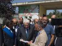 Italian president Sergio Matterella and Mayor of Amatrice Sergio Pirozzi in Amatrice after devastating earthquake, in Amatrice, Italy, on Au...
