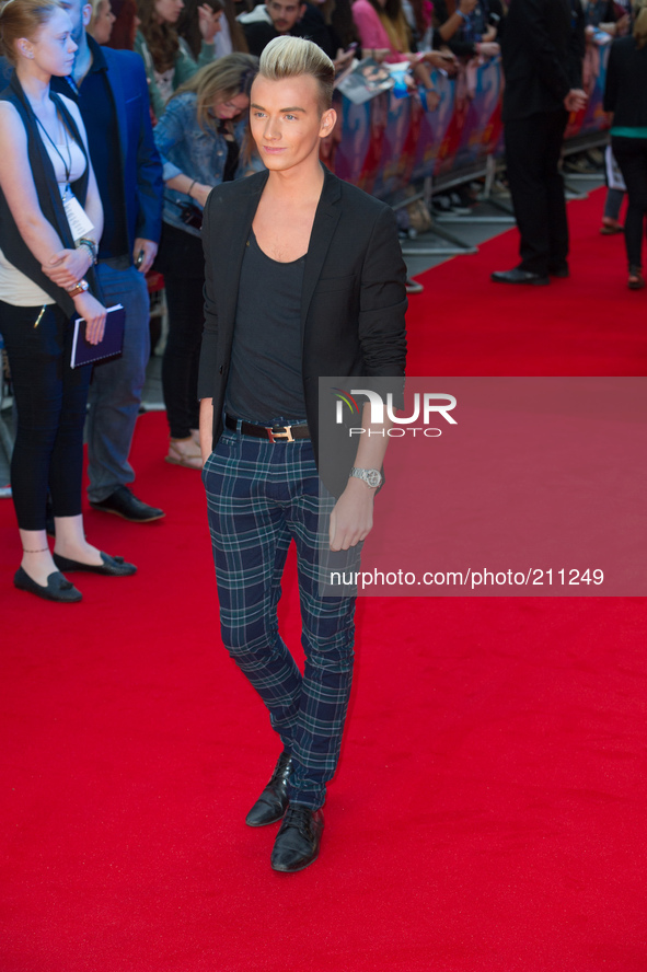 The Only Way Is Essex (TOWIE) star Harry Derbidge attends the UK Premiere of 'What If' at The Odeon West End, Leicester Square, London, Engl...