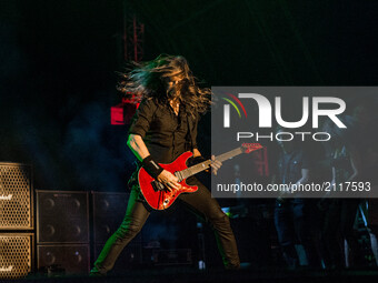 Kiko Loureiro of the american heavy metal band Megadeth performing live at Carroponte, Sesto San Giovanni, Italy on 8 August 2017. (