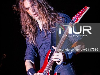 Kiko Loureiro of the american heavy metal band Megadeth performing live at Carroponte, Sesto San Giovanni, Italy on 8 August 2017. (