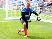 Huddersfield Town's Jonas Lossl during the pre-match warm-up 
during Premier League  match between Crystal Palace and Huddersfield Town at S...