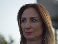 Independent deputy Aylin Nazliaka, who was also a former MP of the main opposition Republican People's Party (CHP), can be seen as activists...