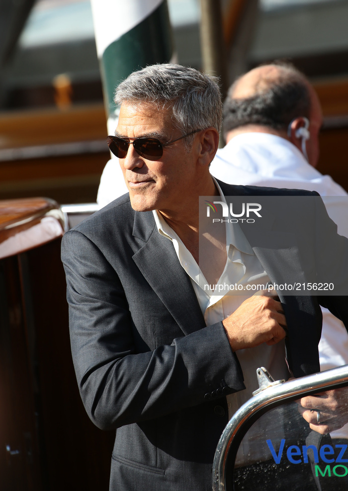 George Clooney leave from the Hotel Excelsior during the 74th Venice Film Festival, in Venice, Italy, on September 31, 2017. (Photo by Matte...