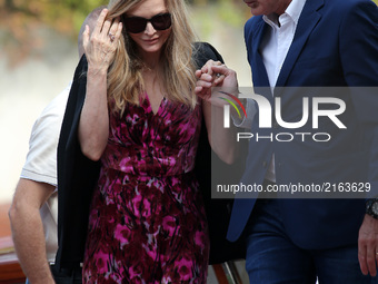 Michelle Pfeiffer arrive at the Hotel Excelsior in Venice, Italy, on September 5, 2017. (