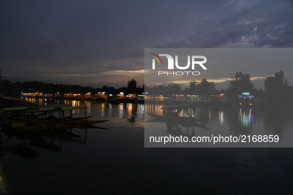 Evening View of world Famous Dal lake in Srinagar, Jammu & Kashmir on 7 September 2017. The urban lake, which is the second largest in the s...