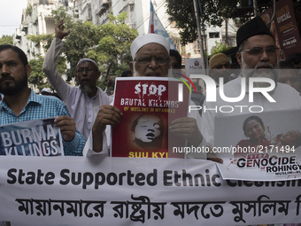 Indian Muslim Pepole protesting against the Rohingya genocide of Myanmar in Kolkata, India, on September 2017. People of Kolkata has organiz...