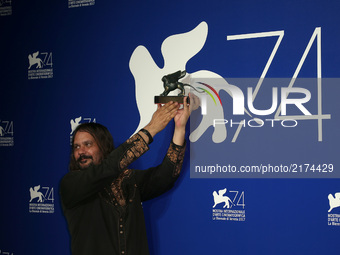 Warwick Thornton poses with the Special Jury Prize Award for 'Sweet Country' at the Award Winners photocall during the 74th Venice Film Fest...