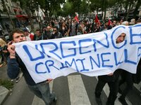 Demonstrators protest against a new anti-terror draft law and denounce what they call a 