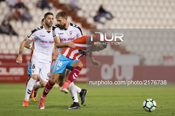 Salveljich (Albacete Balompie) and Cristian Herrera (CD Lugo) during the La Liga second league (LaLiga 123) match between Albacete Balompié...