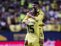 15 Enes Unal of Villarreal CF (L) celebrate after scoring the 3-1 goal with his teammate 03 Alvaro Gonzalez of Villarreal CF (R)   during  s...
