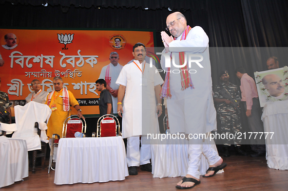 BJP Chief Amit Shah ,during special convention in Kolkata on Sep 11, 2017. 
