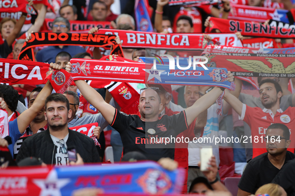 Benficas supporters during the SL Benfica v CSKA Moskva - UEFA Champions League round one match at Estadio da Luz on September 12, 2017 in L...