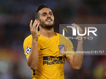 Koke of Atletico during the UEFA Champions League Group C football match between AS Roma and Atletico Madrid on September 12, 2017 at the Ol...