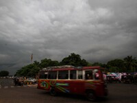 Rain clouds hover in the sky before downpour in the eastern Indian state Odisha's capital city Bhubaneswar on 13 September 2017.  (