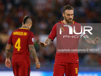 
Daniele De Rossi of Roma  during the UEFA Champions League Group C football match between AS Roma and Atletico Madrid on September 12, 2017...