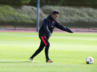 Arsenal's Alexis Sanchez during a Arsenal training session ahead of the UEFA Europa League Group H match against 1. FC Köln at Arsenal train...