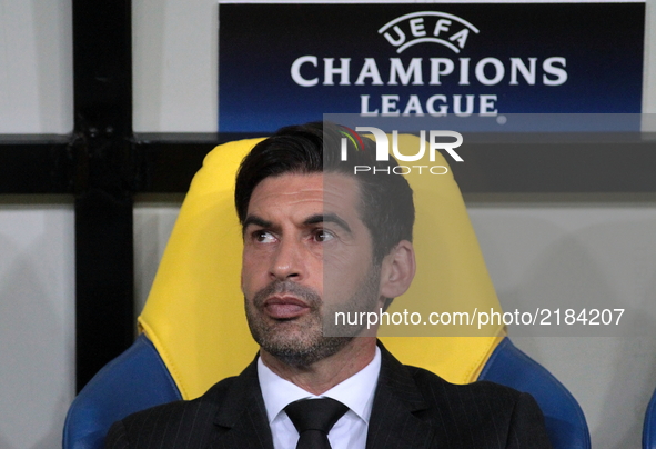 Head coach of FC Shakhtar Paulo Fonseca before the start of the Champions League group F between FC Shakhtar and Napoli at Metalist Stadium...