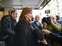 Britain's opposition Labour Party MP for Kensinton, Emma Dent Coad, speaks to the media after attending the opening statements of the Inquir...