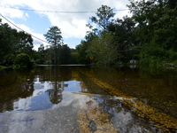 Flooded lands and roads near Black Creek in Middleburg, Florida, USA,  on September 12, 2017. (