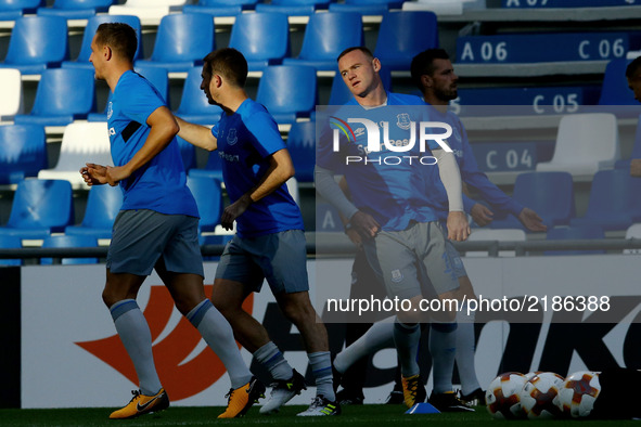 Wayne Rooney of Everton during the warm up  during the UEFA Europa League Group E football match Atalanta vs Everton at The Stadio Città del...