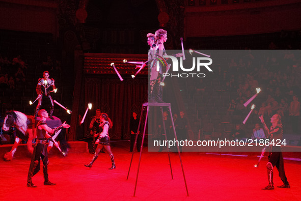 Artists perform during the presentation of the new international show 