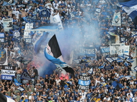 Fans of Atalanta during the first match of Group E of the UEFA Europa League between Atalanta Bergamasca Calcio and FC Everton at Mapei Stad...