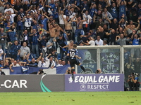 Alejandro Gomez  (Atalanta Bergamasca Calcio) celebrates after scoring during the first match of Group E of the UEFA Europa League between A...