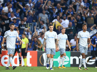 Everton players after the goal of 2-0 during the UEFA Europa League group E match between Atalanta and Everton FC at Stadio Citta del Tricol...