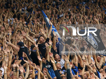 Atalanta supporters celebrating during the UEFA Europa League group E match between Atalanta and Everton FC at Stadio Citta del Tricolore on...
