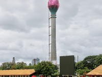 Construction of the Lotus Tower (Colombo Lotus Tower) in Colombo, Sri Lanka. The Lotus Tower will stand at a height of 350 m (1,150 ft) when...
