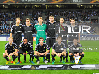 Rosenborg BK´s teammate pose for the media before the UEFA Europa League Group L football match between Real Sociedad and Rosenborg BK at th...