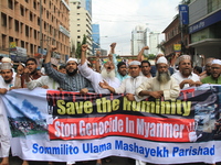 Bangladeshi Muslims protest against Rohgingya Muslims killing in Myanmar’s Rakhine states in Dhaka, Bangladesh on September 15, 2017. About...