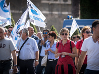 Tour bus drivers protest in Rome against the changes of bus plan in Rome, Italy, on September 15, 2017. (