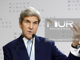 68th United States Secretary of State John Kerry speaks during his a public lecture 
