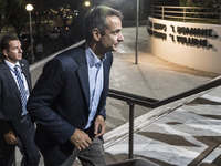 Opposition leader Kyriakos Mitsotakis of the conservative Greek political party New Democracy at the convention hall in Thessaloniki, Greece...