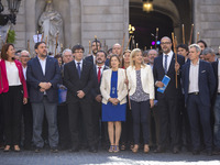 President of Cataonia Carles Puigdemotn (2ndL) leads Catalan mayors during a demonstration on September 16, 2017 in Barcelona, Spain. 712 Ca...