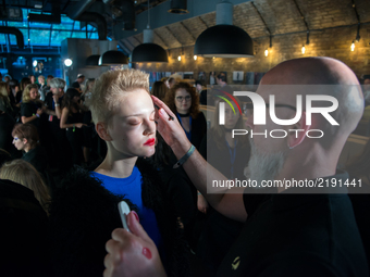 General view of the backstage ahead of the Nicopanda show during London Fashion Week September 2017 on September 16, 2017 in London, England...