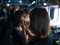 General view of the backstage ahead of the Nicopanda show during London Fashion Week September 2017 on September 16, 2017 in London, England...