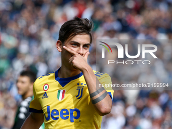 
Paulo Dybala of Juventus celebrating after the goal scored  during the Serie A match between US Sassuolo and Juventus at Mapei Stadium - Ci...