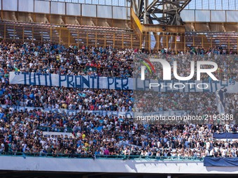 Supporters of SSC Napoli during the Italian Serie A match between SSC Napoli and Benevento at San Paolo Stadium on September 17, 2017.
 (