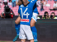 Dries Mertens and  Lorenzo Insigne of SSC Napoli celebrates after scoring during the Italian Serie A match between SSC Napoli and Benevento...