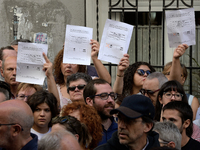 People during the act in support to the referendum of the 1-O in Catalonia (