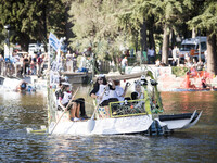 Boats made from recycled materials compete, 17th september 2017, Rome. (